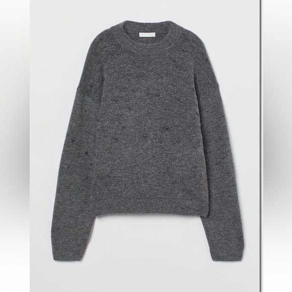 H&M Sweaters - H&M Gray Beaded Sweater size small